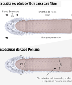 CAPA PENIANA DE 13CM PARA 15CM EXTENDER (ST632-SS100) - TRANSLCIDO