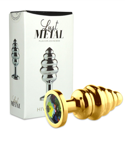 PLUG METLICO ESCALONADO COM PEDRA HIVE (LM026) - DOURADO