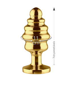 PLUG METLICO ESCALONADO COM PEDRA HIVE (LM026) - DOURADO