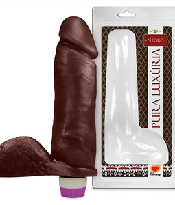 PRTESE PURA LUXRIA REALSTICO COM ESCROTO E VIBRO 20,5 X 4,7CM CHOCOLATE