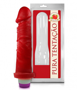 PRTESE PURA TENTAO AROMTICO COM VIBRO 18X4,4 CM MORANGO