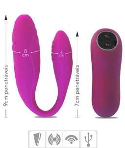 Vibrador Para Casal Recarregvel Duplo Indulgence VP (CD014) - Magenta