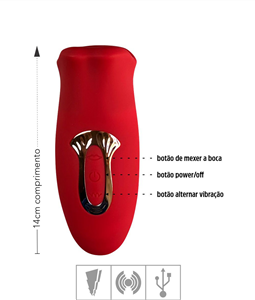 Vibrador Recarregvel Formato de Boca SI (7924) - Vermelho