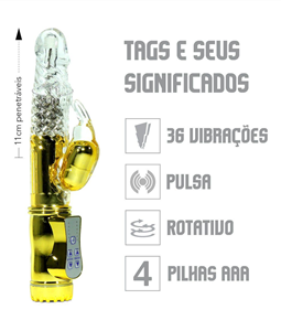 VIBRADOR ROTATIVO COELHINHO JACK RABBIT VP (RT002G-ST355) - DOURADO