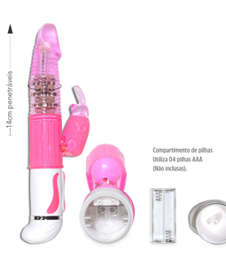 VIBRADOR ROTATIVO COM ESTIMULADOR COELHO FASCINATION SI (5377) - ROSA