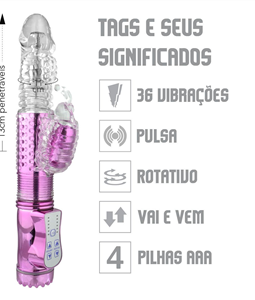 VIBRADOR ROTATIVO VAI E VEM VP (RT004G-17041) - ROSA